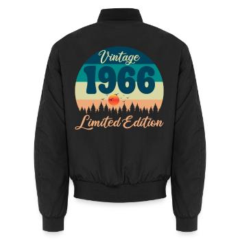 60e Anniversaire 60 ans 1966 Cadeau Vintage Rétro - Bomber unisexe - noir - Dos - AI Model Male 185 light (185cm)