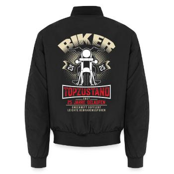 Moto motard pour le 25e anniversaire - Bomber unisexe - noir - Dos - AI Model Male 185 light (185cm)