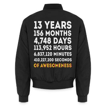 13-Jahres-Geburtstags-Countdown-Design für Jugendliche - Unisex Bomberjacke - Schwarz - Hinten - AI Model Male 185 light (185cm)