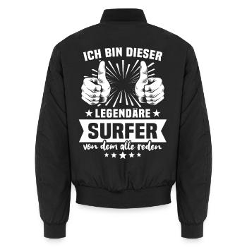 Légende du surfeur - Bomber unisexe - noir - Dos - AI Model Male 185 light (185cm)