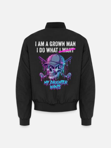 Grown Man Do What I Want Skull Neon Vatertag - Unisex Bomberjacke - Schwarz