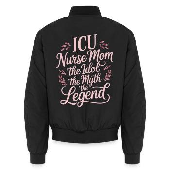 Infirmière en soins intensifs Maman L’idole Le mythe Infirmière diplômée - Bomber unisexe - noir - Dos - AI Model Male 185 light (185cm)