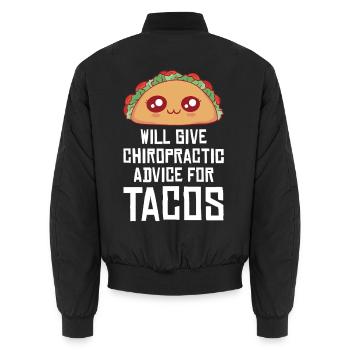 Taco Humor Chiropratique Design - Bomber unisexe - noir - Dos - AI Model Male 185 light (185cm)
