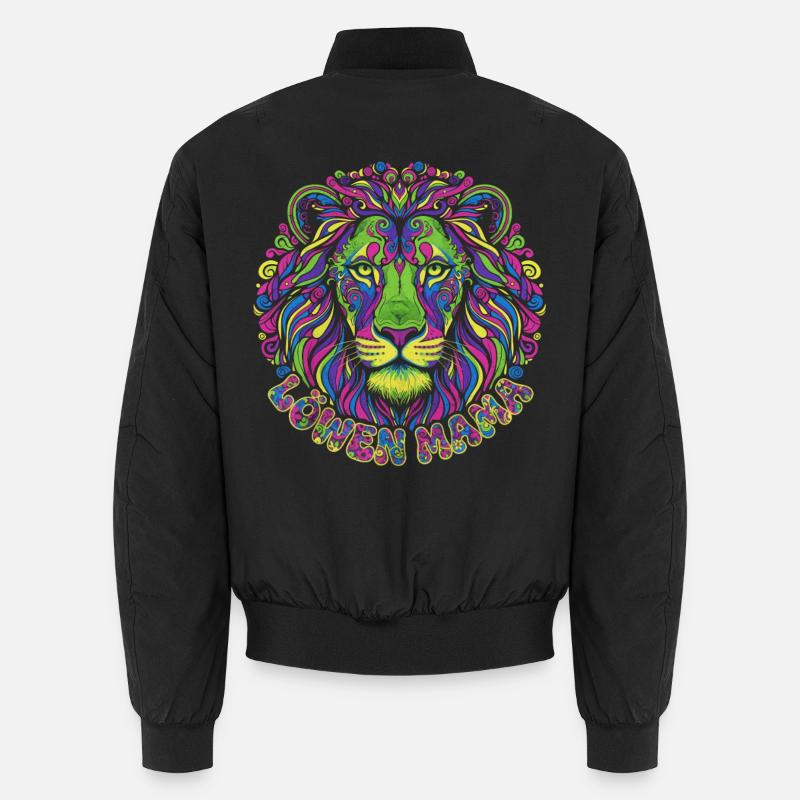 Löwen Mama Psychedelisch Bunter Löwe Mandala Unisex Bomberjacke