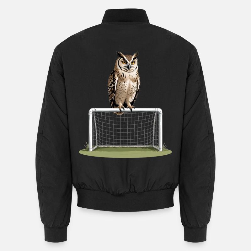 Owl on Goal Frame – Night Game - Unisex Bomber Jacket - black