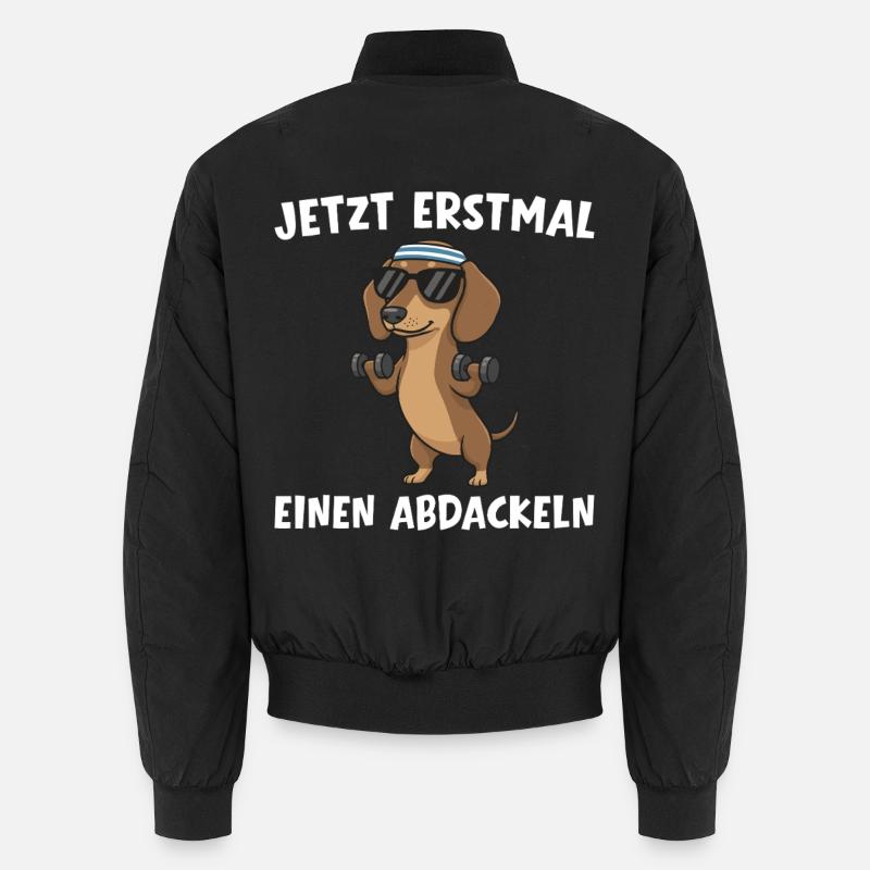 Dackel im Gym - Erstmal einen Abdackeln Unisex Bomberjacke