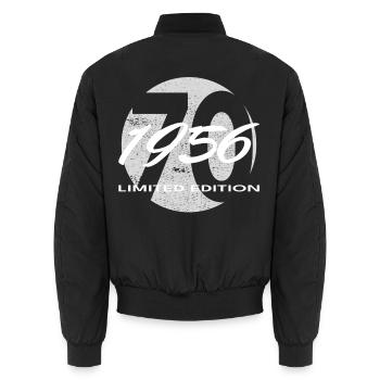 70. Geburtstag 1956 Geschenk für Männer und Frauen - Unisex Bomberjacke - Schwarz - Hinten - AI Model Male 185 light (185cm)