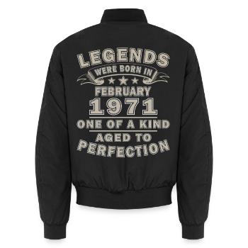 February 1971 - Gift February 1971 - Unisex Bomber Jacket - black - Back - AI Model Male 185 light (185cm)
