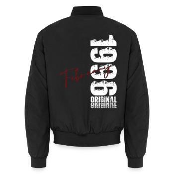 30th Birthday February 1996 Original Vintage - Unisex Bomber Jacket - black - Back - AI Model Male 185 light (185cm)