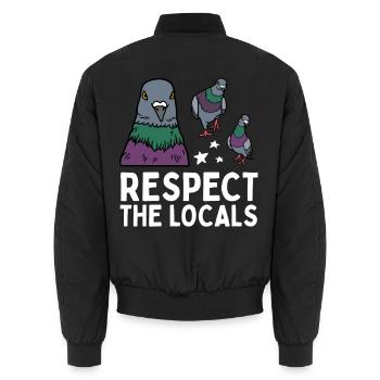 Respect les locaux Pigeons coo - Bomber unisexe - noir - Dos - AI Model Male 185 light (185cm)