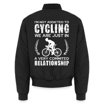 Fahrradliebe — In einer festen Beziehung - Unisex Bomberjacke - Schwarz - Hinten - AI Model Male 185 light (185cm)