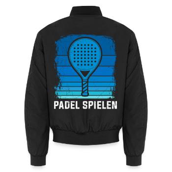 PADEL SPIELEN Padel Schläger Sport Lustig - Unisex Bomberjacke - Schwarz - Hinten - AI Model Male 185 light (185cm)