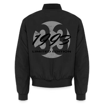 33e anniversaire 1993 cadeau pour hommes et femmes - Bomber unisexe - noir - Dos - AI Model Male 185 light (185cm)