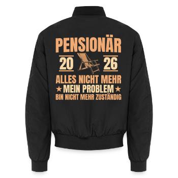 Pensioner 2026 Farewell Civil Servant Pension Gift - Unisex Bomber Jacket - black - Back - AI Model Male 185 light (185cm)