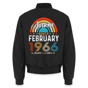 Vintage février 1966 Vintage Rétro Anniversaire - Bomber unisexe - noir - Dos - AI Model Male 185 light (185cm)