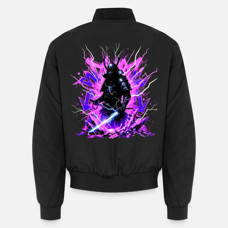 Cyber Samurai – Synthwave Katana Geist - Bomber unisexe - noir
