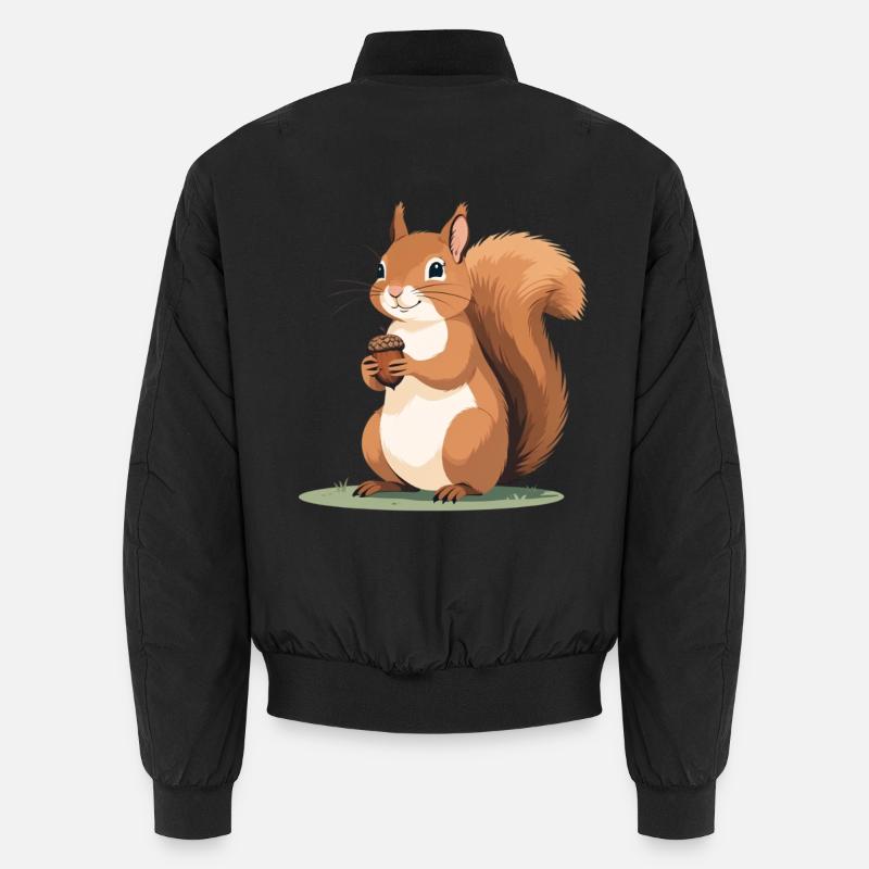 Squirrel with Acorn Caricature Unisex Bomber Jacket
