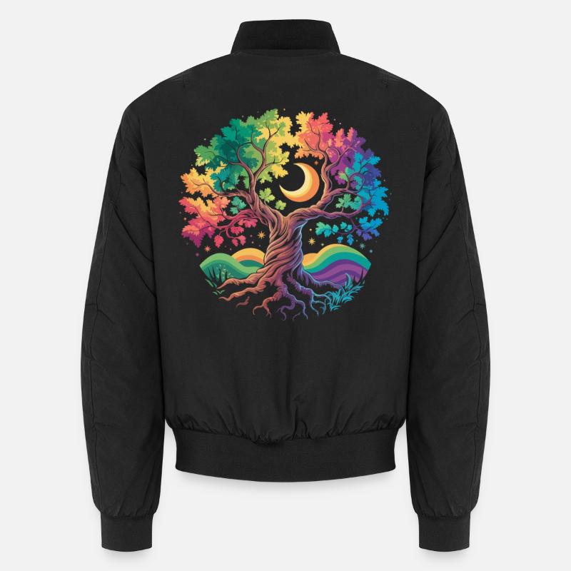 Regenbogenbaum Mondzauber - Unisex Bomberjacke - Schwarz