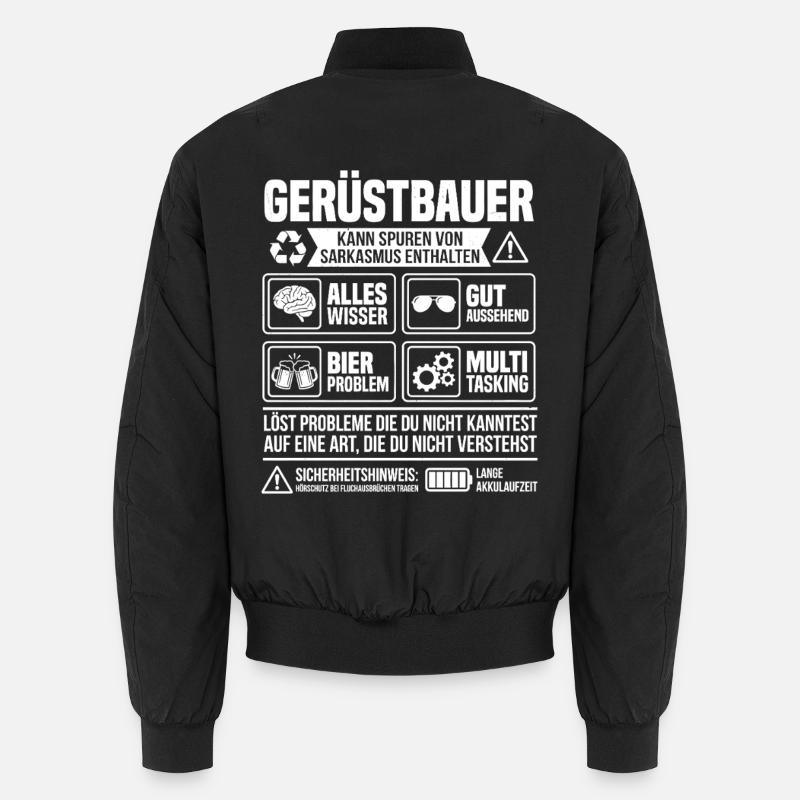 Gerüstbauer Infografik – Lustiger Handwerker Unisex Bomberjacke