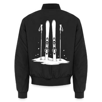 Ski in the Snow Winter Sports Adventure - Unisex Bomber Jacket - black - Back - AI Model Male 185 light (185cm)