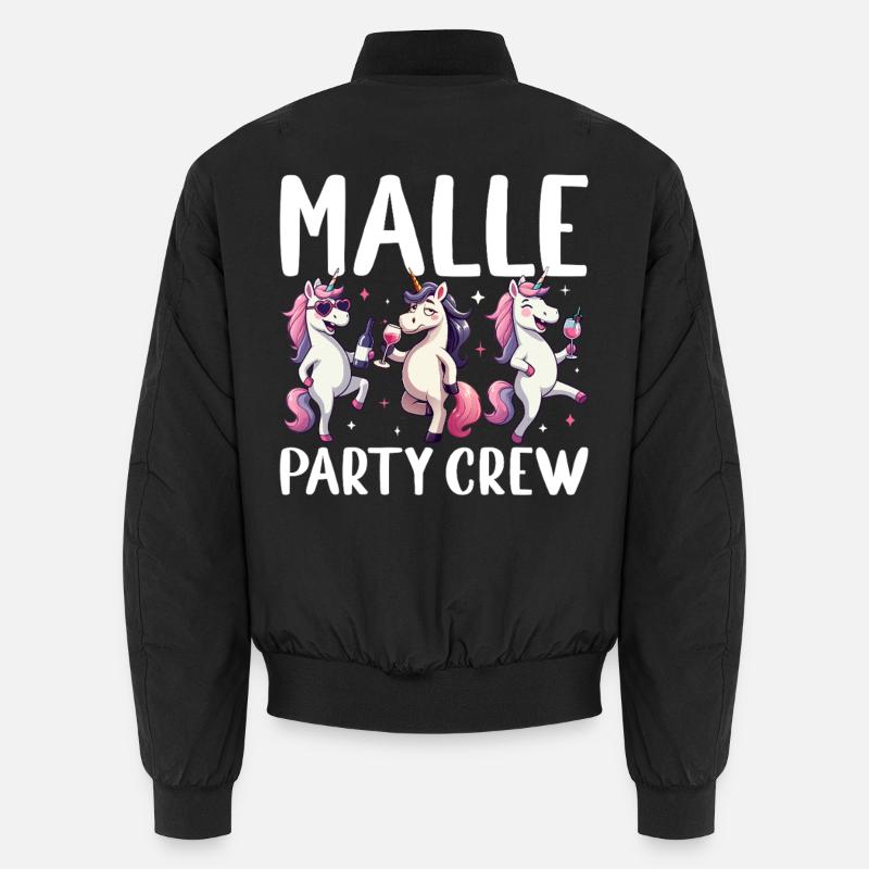 Malle Party Crew Einhorn Trinkspaß Mallorca Unisex Bomberjacke