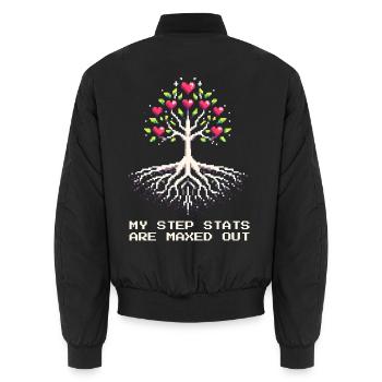 Stief-Stats auf Maximum | Patchworkfamilie - Unisex Bomberjacke - Schwarz - Hinten - AI Model Male 185 light (185cm)