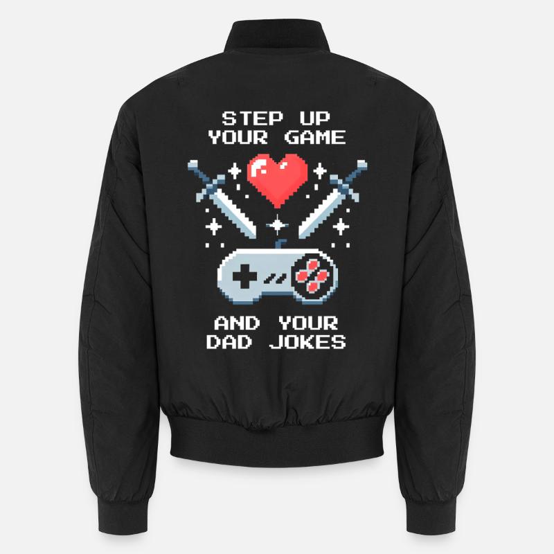 Level up & Papa-Witze | Bonuspapa Patchwork - Unisex Bomberjacke - Schwarz