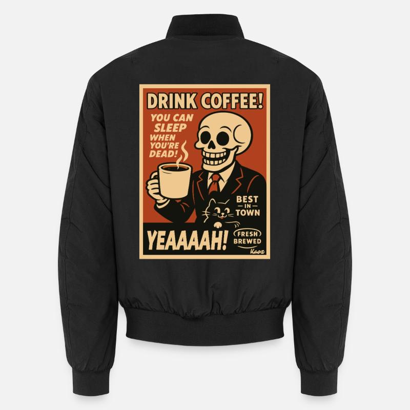 Retro de Crâne de Café et Chat Bomber unisexe