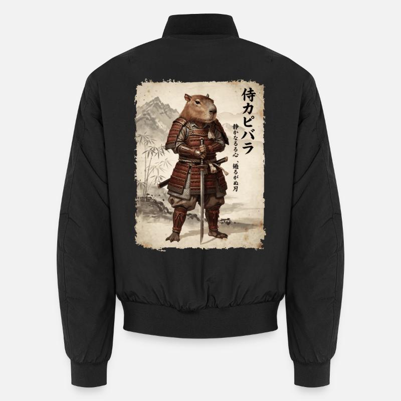 Samurai, Capybara, Japanese Art, Anime Unisex Bomber Jacket