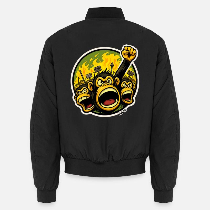 Angry Primates Monkeys Protest Cartoon Unisex Bomber Jacket