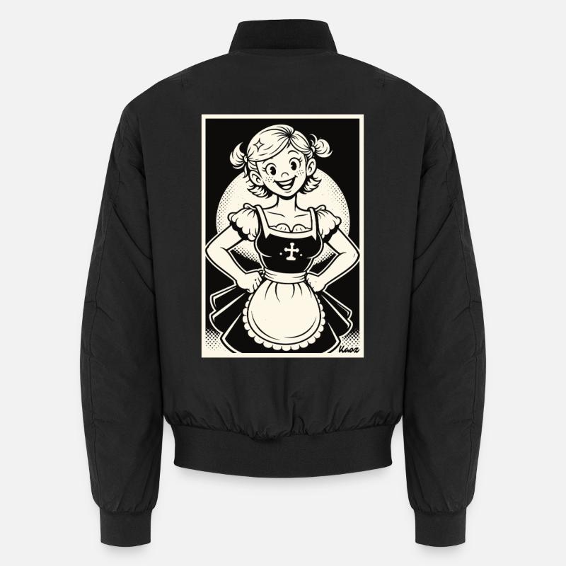 Dirndl Mädchen Cartoon - Unisex Bomberjacke - Schwarz