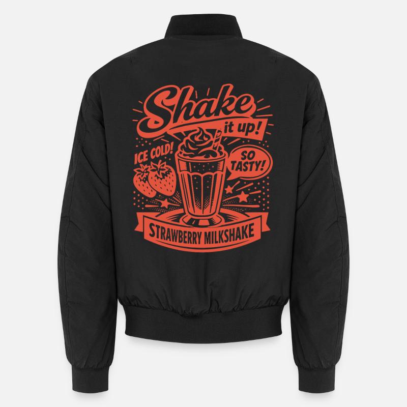 Strawberry Milkshake 50s Retro Design - Unisex Bomber Jacket - black