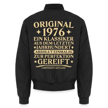 Original 1976 Classic Last Century - Unisex Bomber Jacket - black - Back - AI Model Male 185 light (185cm)