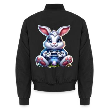 Easter Bunny Gaming Gamer - Unisex Bomber Jacket - black - Back - AI Model Male 185 light (185cm)