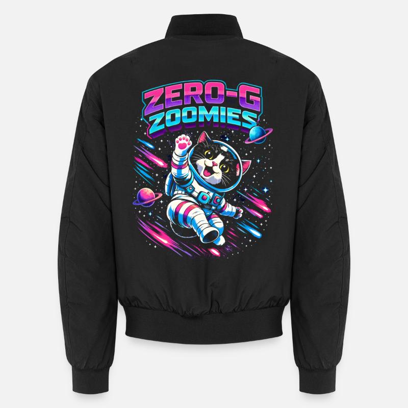 Null-G Zoomies | Astro Katze Weltraum Humor Unisex Bomberjacke