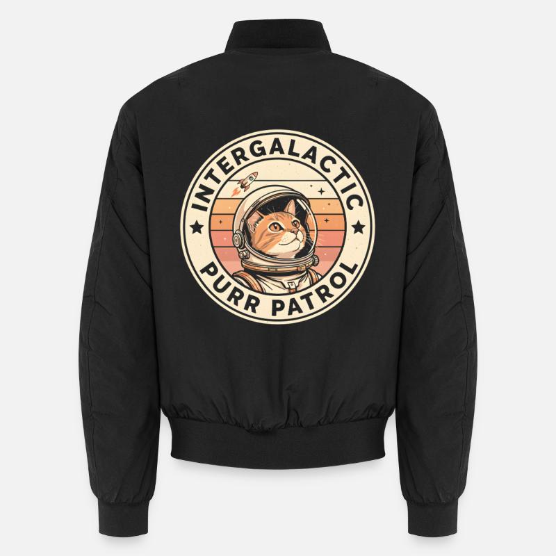 Intergalactic Purr Patrol | Space Cat Unisex Bomber Jacket