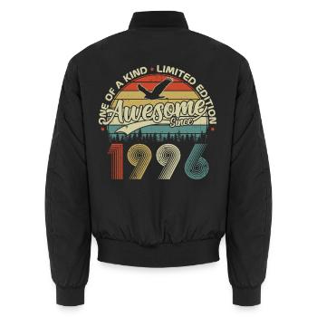 Cadeau d’anniversaire rétro vintage vintage 1996 - Bomber unisexe - noir - Dos - AI Model Male 185 light (185cm)