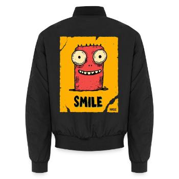 Monstre drôle avec le sourire - Bomber unisexe - noir - Dos - AI Model Male 185 light (185cm)