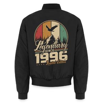 Cadeau d’anniversaire rétro vintage vintage 1996 - Bomber unisexe - noir - Dos - AI Model Male 185 light (185cm)