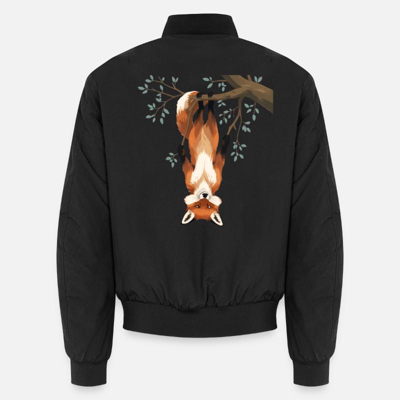 Fuchs hängt von Ast Unisex Bomberjacke