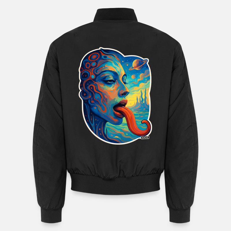 Kosmische Kunst mit Zunge Unisex Bomberjacke