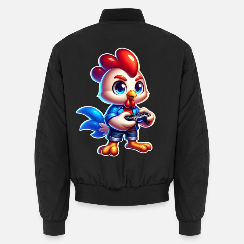 Gaming Huhn mit Controller Unisex Bomberjacke