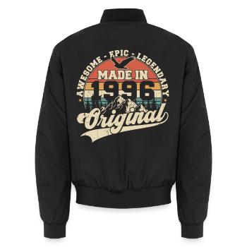 Original 1996 Vintage Vintage Cadeau d’anniversaire - Bomber unisexe - noir - Dos - AI Model Male 185 light (185cm)