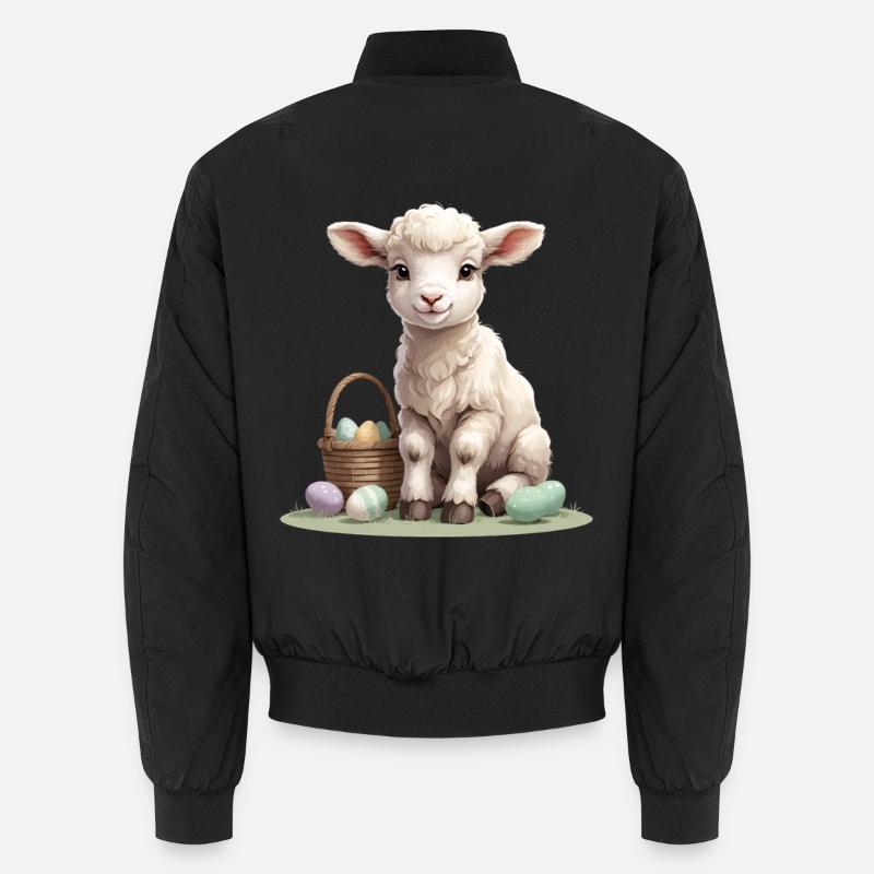 Pastel lamb with Easter eggs Unisex Bomber Jacket