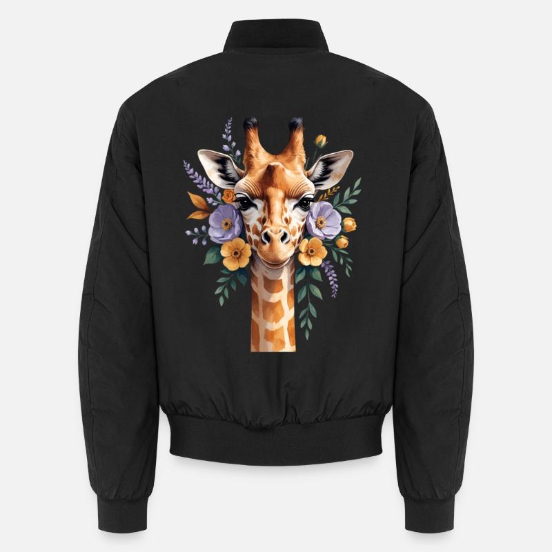Giraffe mit Blütenkranz Unisex Bomberjacke