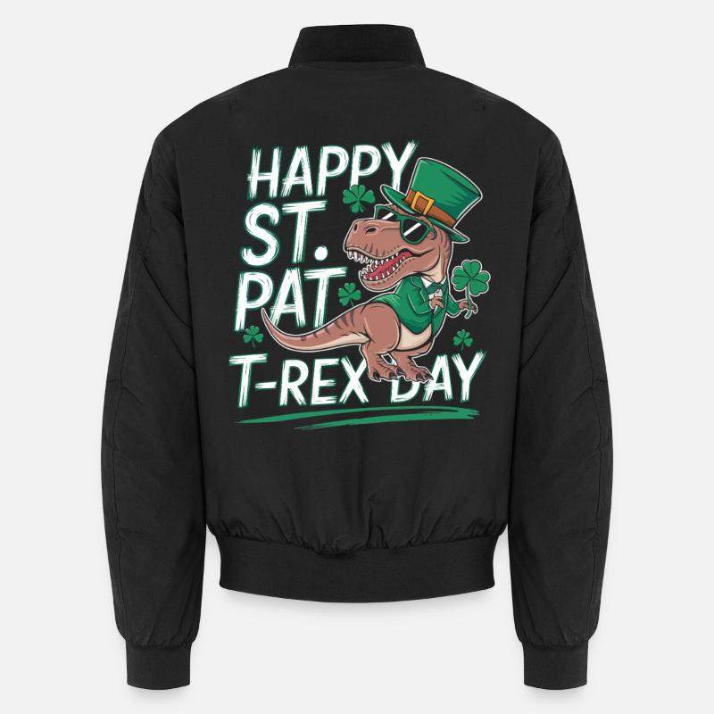 St Patrick's T-Rex Hat - Unisex Bomber Jacket - black