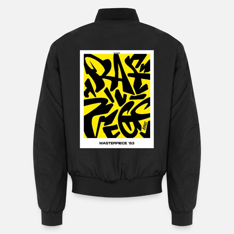 Masterpiece '83: Yellow-Black Graffiti Unisex Bomber Jacket