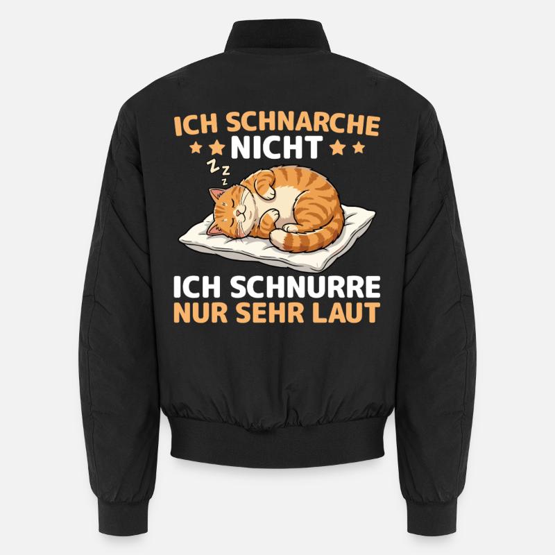 Sleeping Cat Tired Pet Cuddling - Unisex Bomber Jacket - black
