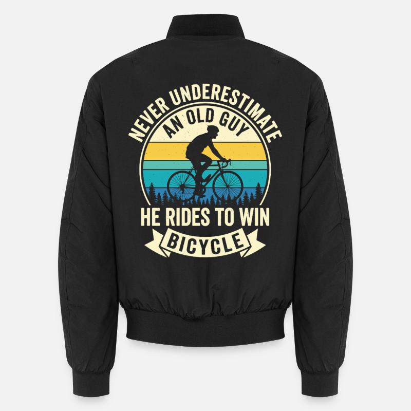 Never Underestimate Old Guy Bicycle Motiv Unisex Bomberjacke