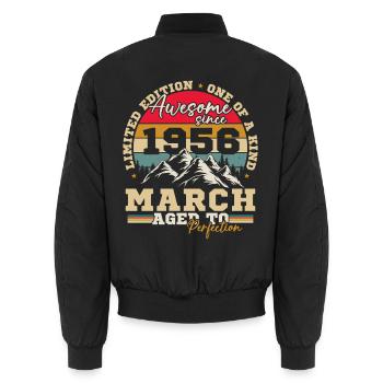 Mars 1956 Vintage Rétro Cadeau d’anniversaire - Bomber unisexe - noir - Dos - AI Model Male 185 light (185cm)